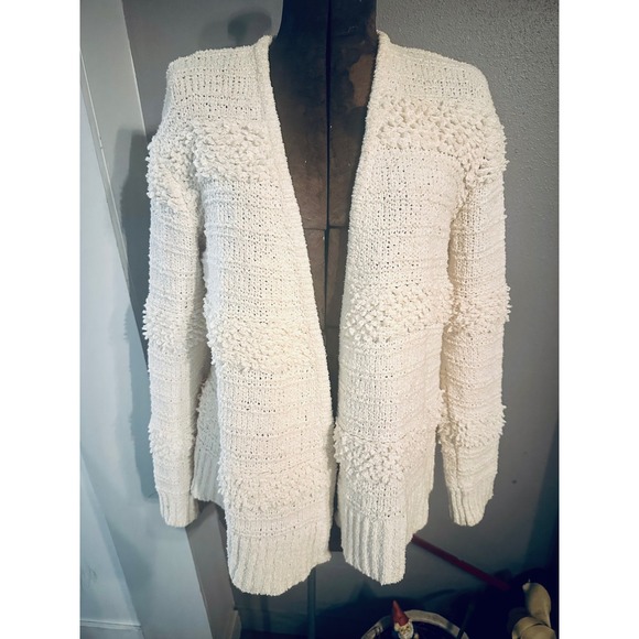 Madewell Sweaters - Madewell Popcorn Bobble Knit Open Front Cardigan Ivory White L0610 SP19 Medium